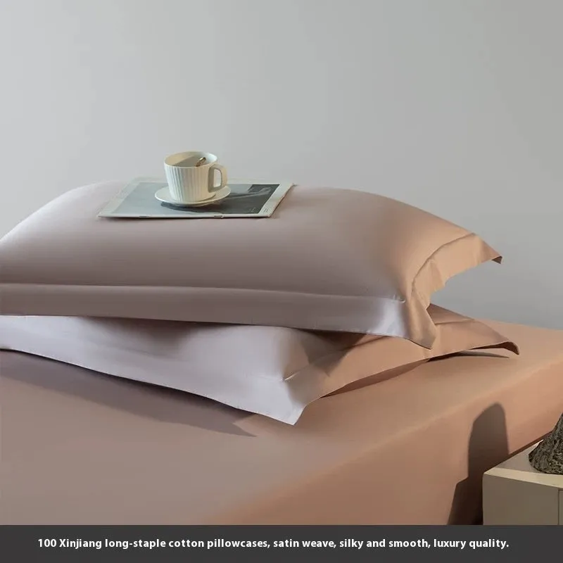 Solid colour long-staple cotton pillowcase pair 48x74cm in bamboo green with twill weave