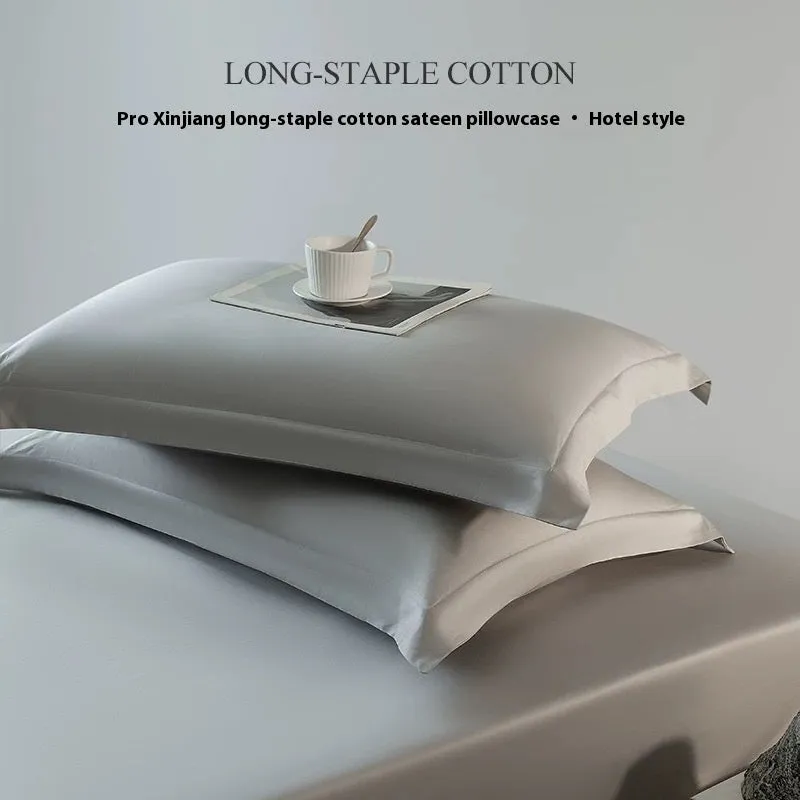 Solid colour long-staple cotton pillowcase pair 48x74cm in bamboo green with twill weave