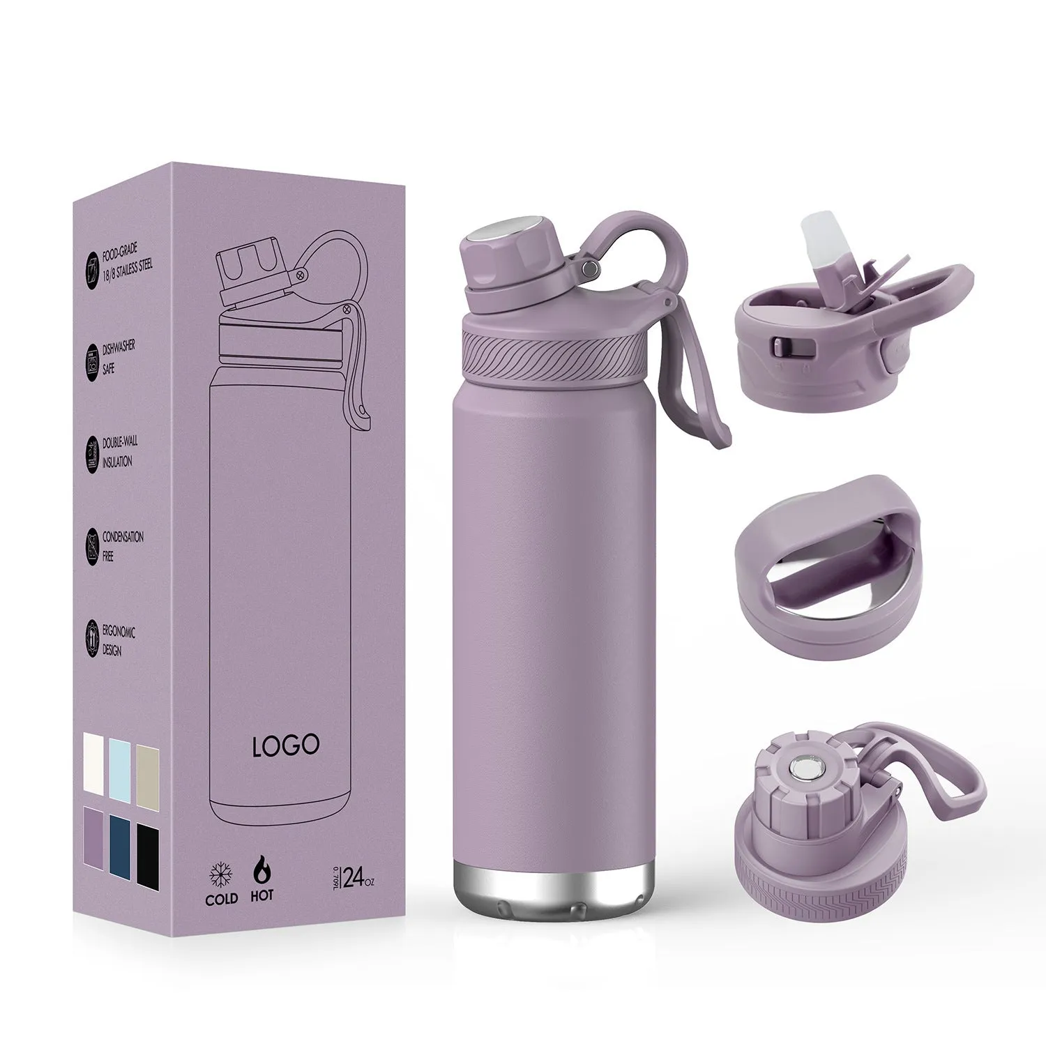 Double-layer stainless steel outdoor vacuum mug 24oz 700ml in light blue with modern simplicity design