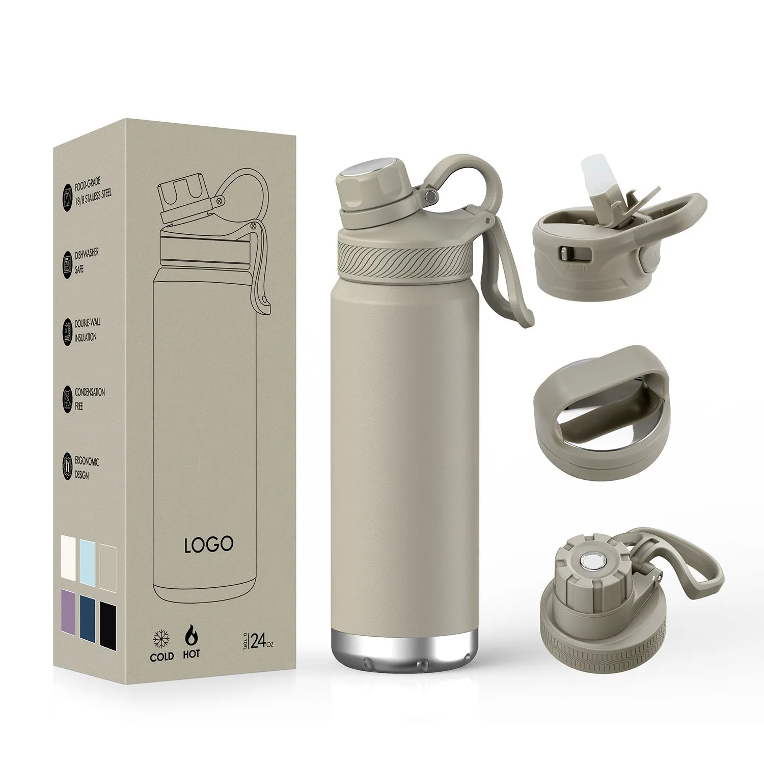 Double-layer stainless steel outdoor vacuum mug 24oz 700ml in light blue with modern simplicity design