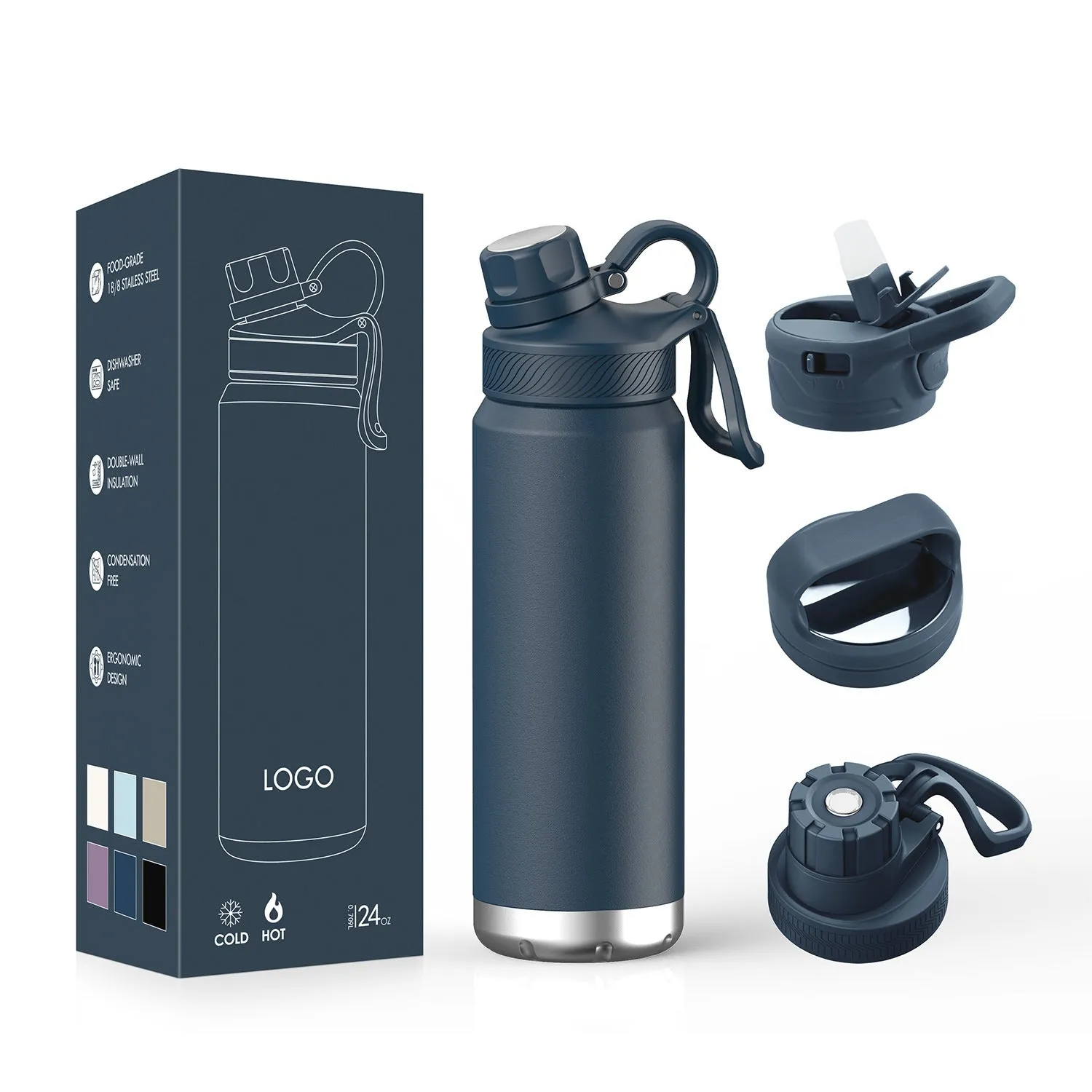 Double-layer stainless steel outdoor vacuum mug 24oz 700ml in light blue with modern simplicity design
