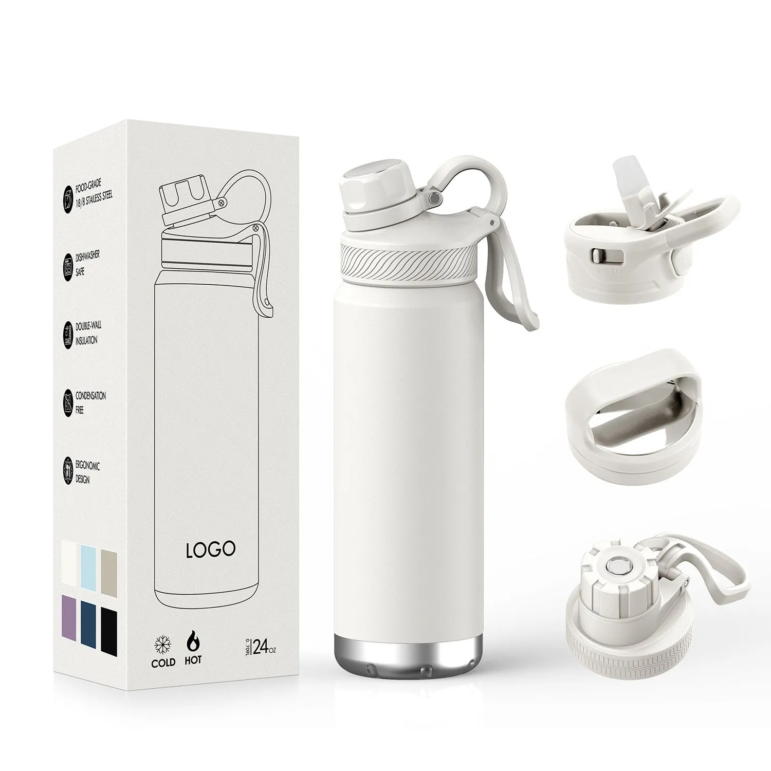 Double-layer stainless steel outdoor vacuum mug 24oz 700ml in light blue with modern simplicity design