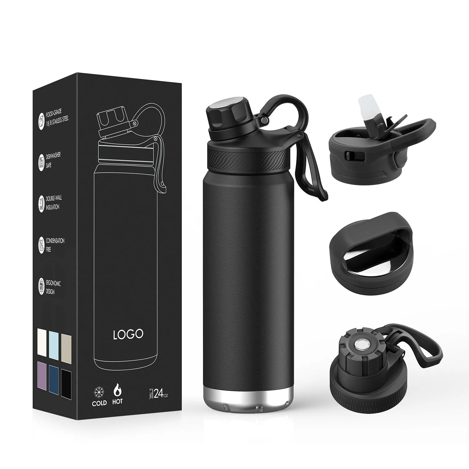 Double-layer stainless steel outdoor vacuum mug 24oz 700ml in light blue with modern simplicity design