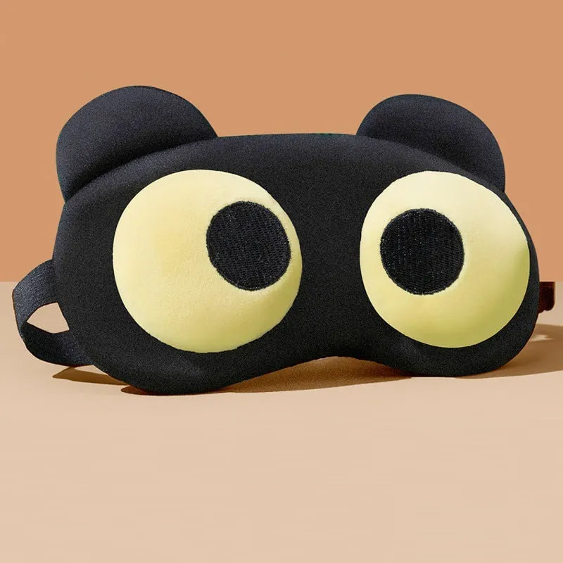 Funny bear eye mask for sleep with shading and ventilation, polyester fabric, four bear styles: round eye, half eye, X eyes, bear eye