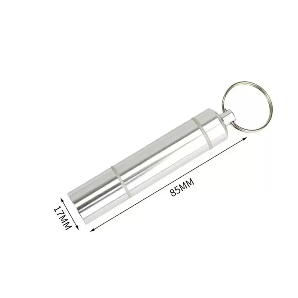 Portable waterproof sealed aluminium alloy medicine box in silver, 87mm size