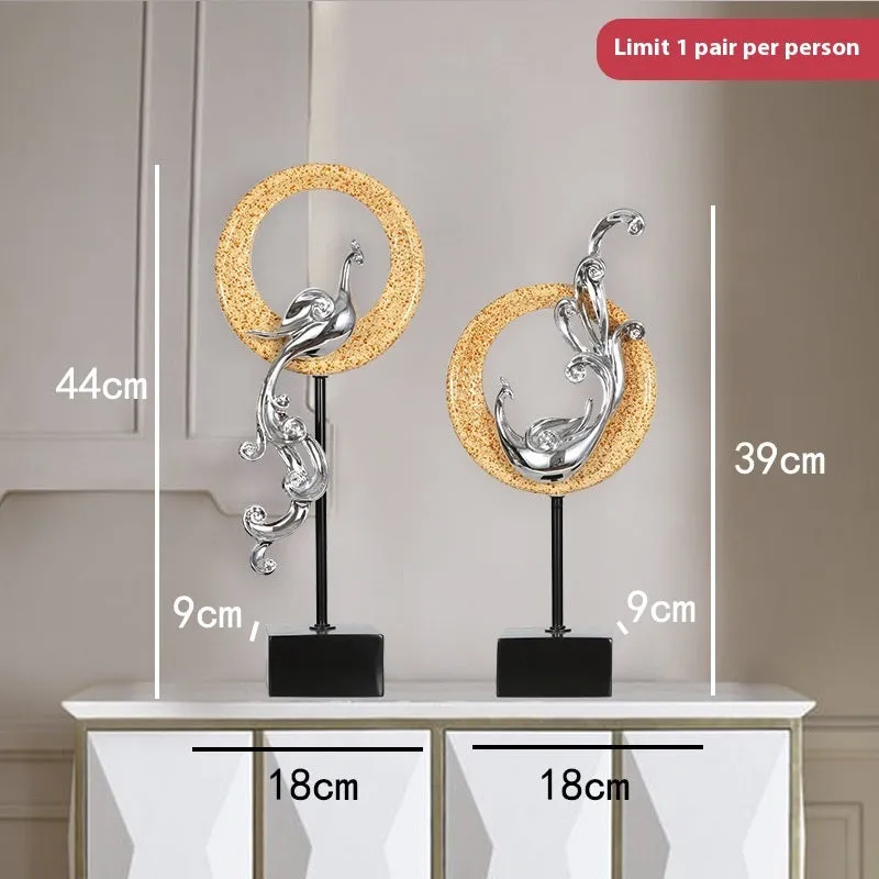 Resin phoenix ornament in rose gold, silver, or red for mantelpiece or table decoration