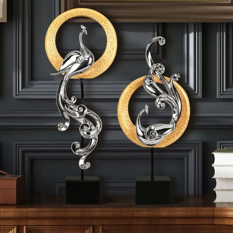 Resin phoenix ornament in rose gold, silver, or red for mantelpiece or table decoration