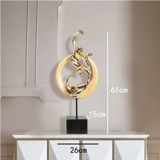 Resin phoenix ornament in rose gold, silver, or red for mantelpiece or table decoration