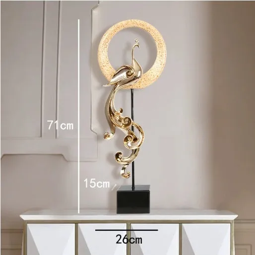 Resin phoenix ornament in rose gold, silver, or red for mantelpiece or table decoration