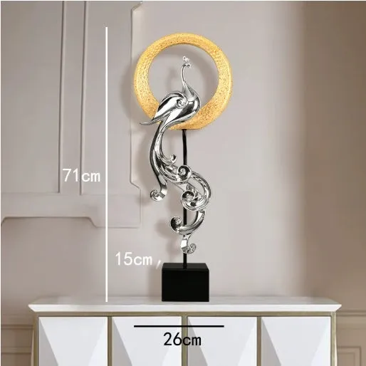 Resin phoenix ornament in rose gold, silver, or red for mantelpiece or table decoration