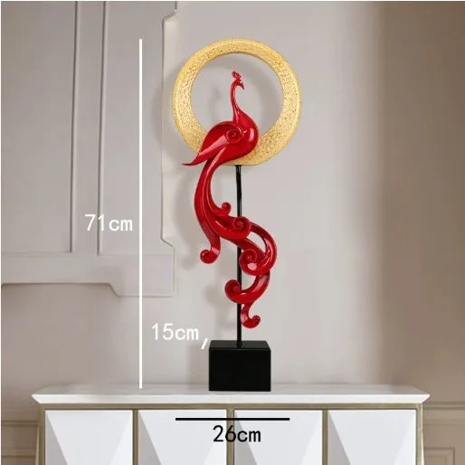 Resin phoenix ornament in rose gold, silver, or red for mantelpiece or table decoration