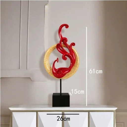 Resin phoenix ornament in rose gold, silver, or red for mantelpiece or table decoration