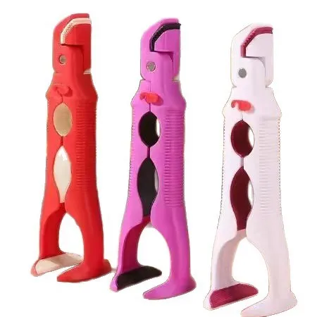 Three-in-one anti-scald clip in rose red with non-slip grip for bowls, plates, and bottles