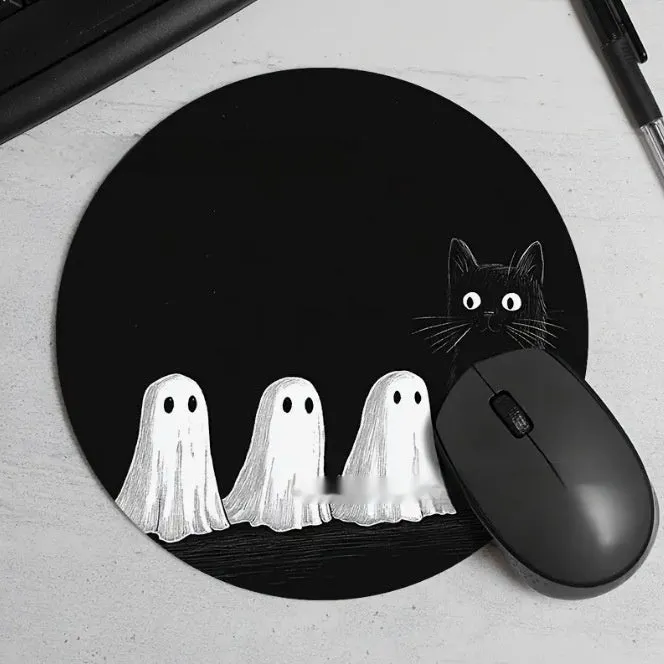 Cartoon black cat non-slip absorbent mouse pad with polyester fibre surface on a desk
