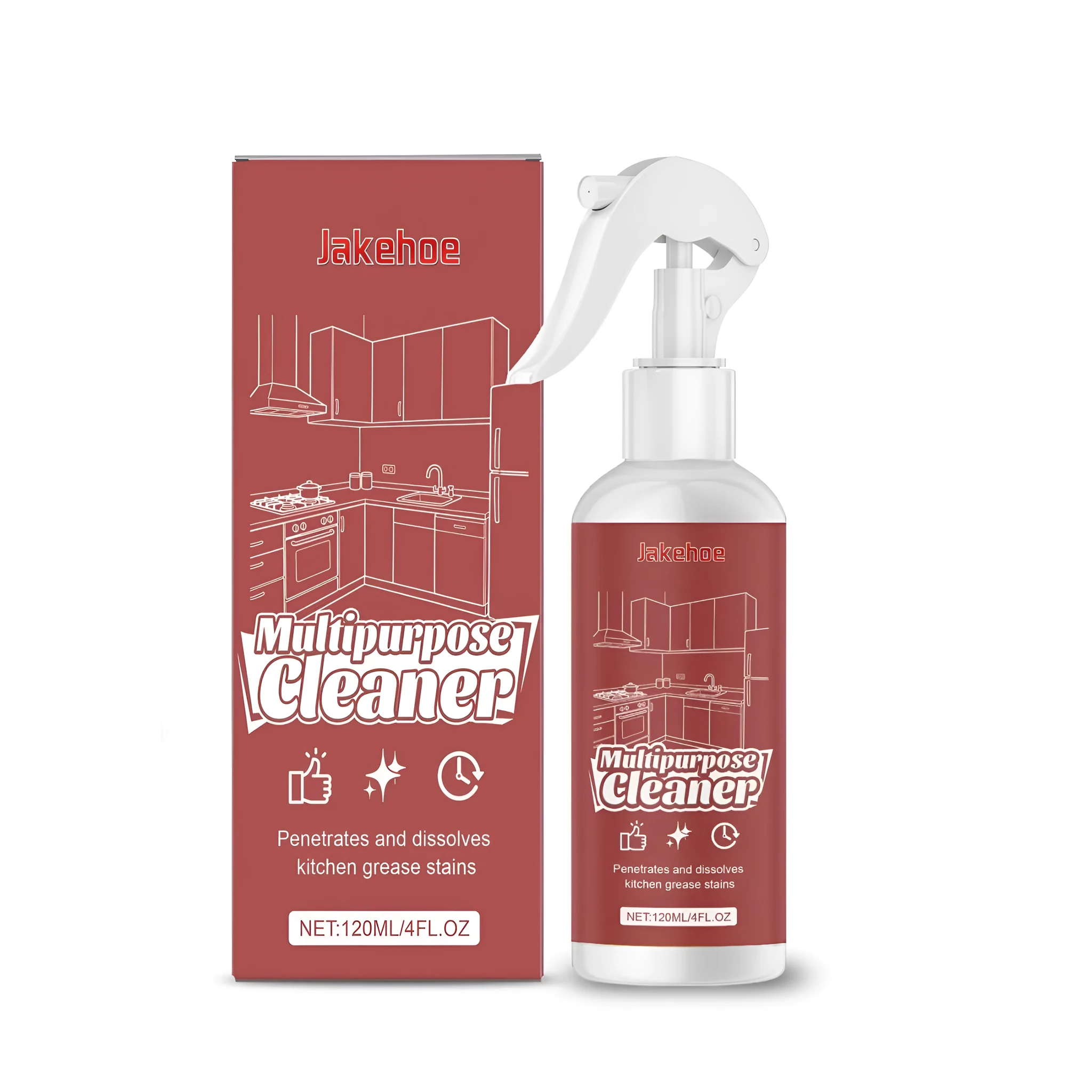 Multipurpose kitchen cleaner 120ml bottle with surfactant formula for grease removal
