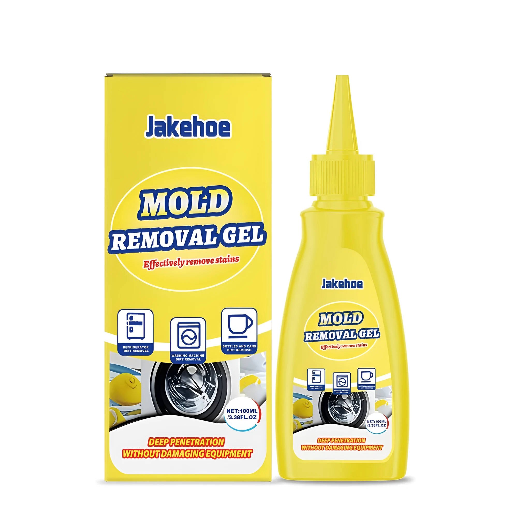 100ml mold removal gel container on a bathroom tile surface showing application