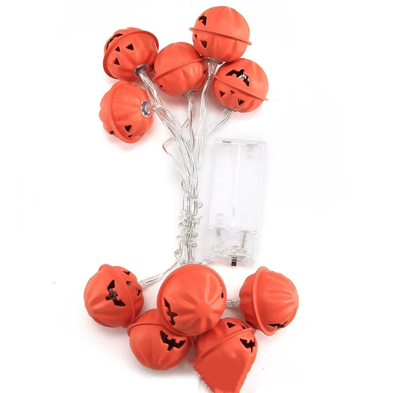 Warm white LED Halloween lamp chain with wrought iron ghost pumpkin plant-shaped lamps 4cm each