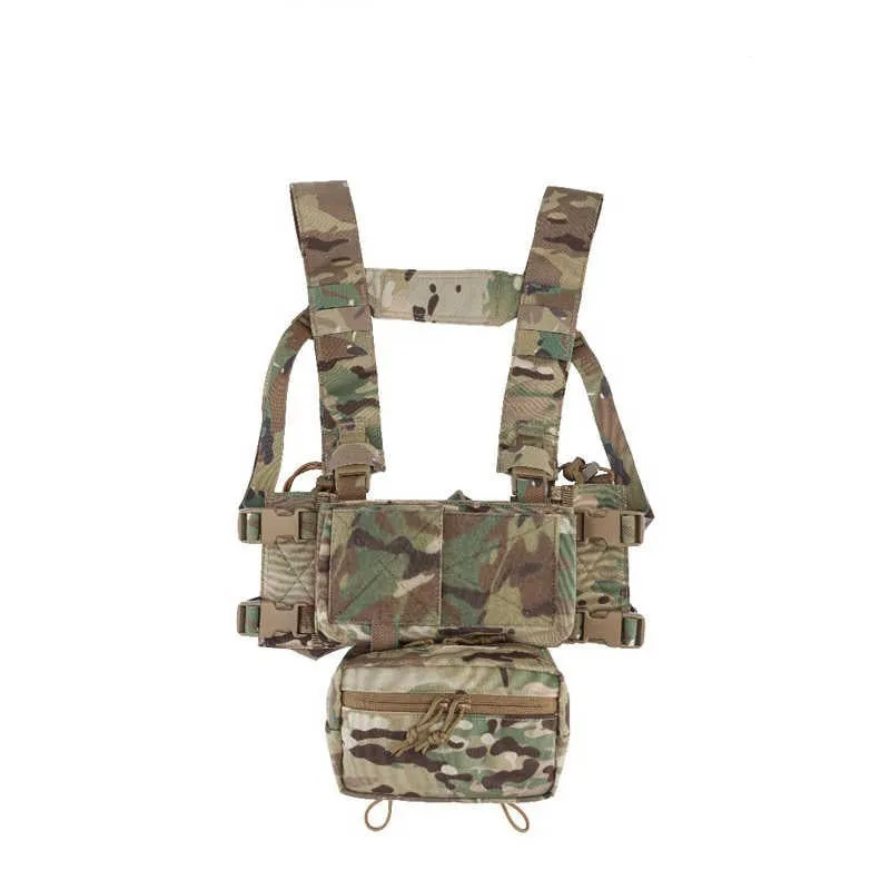 Multifunctional expandable breathable chest mount vest in Cordura fabric with side straps, one size unisex design