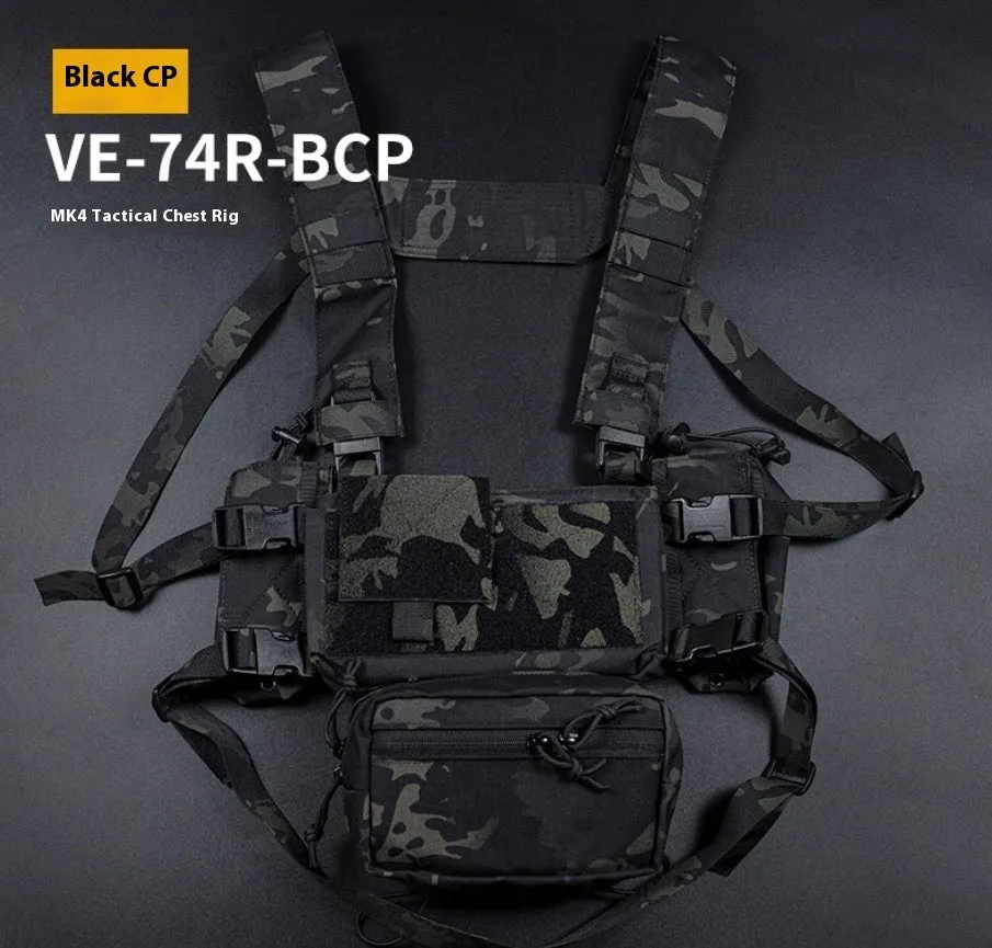 Multifunctional expandable breathable chest mount vest in Cordura fabric with side straps, one size unisex design