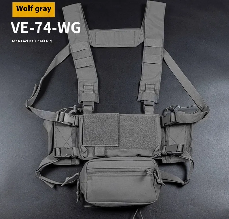 Multifunctional expandable breathable chest mount vest in Cordura fabric with side straps, one size unisex design