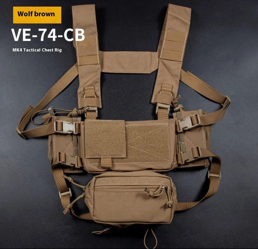 Multifunctional expandable breathable chest mount vest in Cordura fabric with side straps, one size unisex design