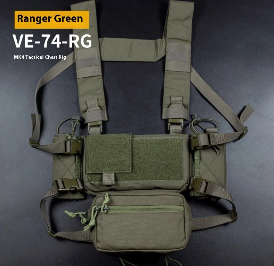 Multifunctional expandable breathable chest mount vest in Cordura fabric with side straps, one size unisex design