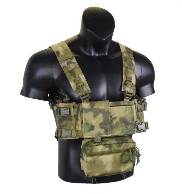 Multifunctional expandable breathable chest mount vest in Cordura fabric with side straps, one size unisex design