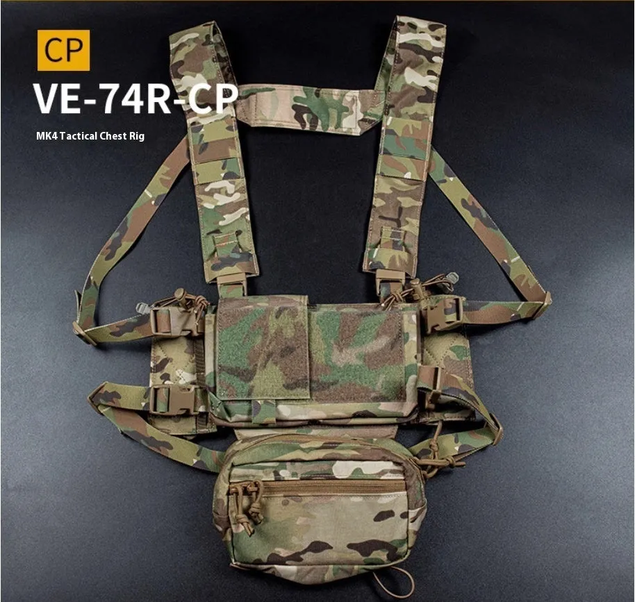 Multifunctional expandable breathable chest mount vest in Cordura fabric with side straps, one size unisex design