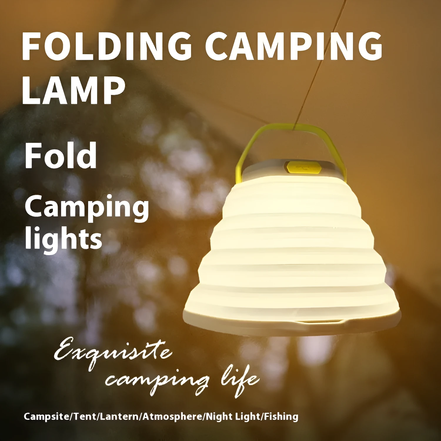 White camping lamp with large capacity lighting and single-key cycle switch for tent use