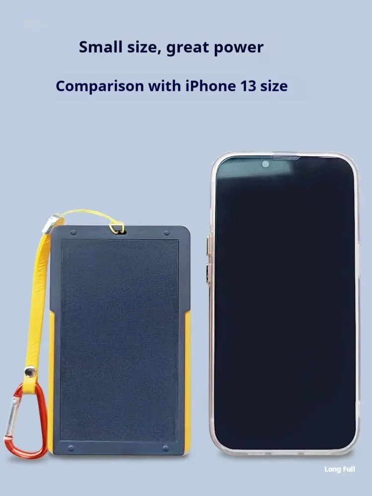 Solar rechargeable LED tent light in blue colour, plastic construction, with solar panel on top