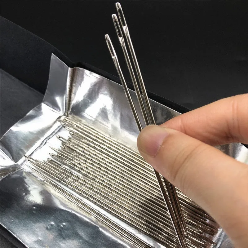 Imported long steel sewing needle 10cm length 1.8mm thick 7mm eye for hand sewing thick fabrics