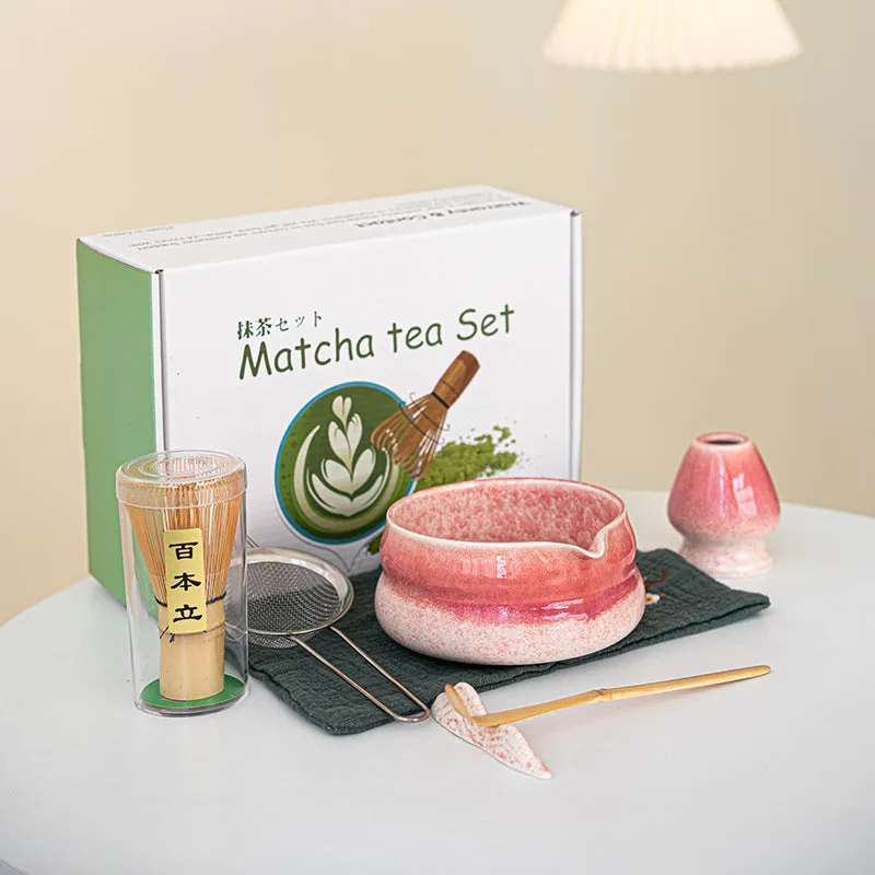 Baibenli Ceramics matcha tea set 7 pieces Japanese style ceramic kiln changed glaze colours