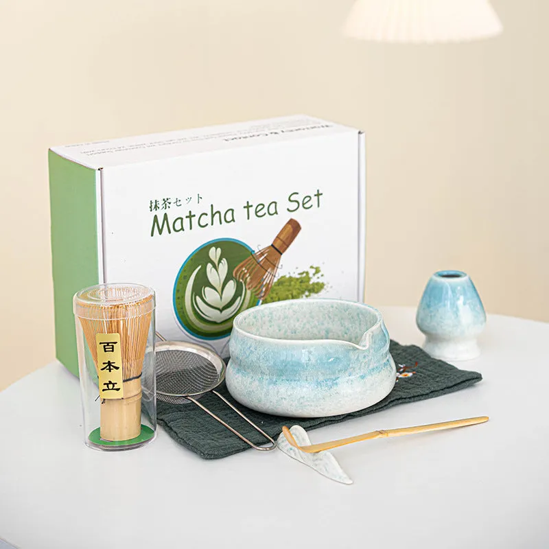 Baibenli Ceramics matcha tea set 7 pieces Japanese style ceramic kiln changed glaze colours