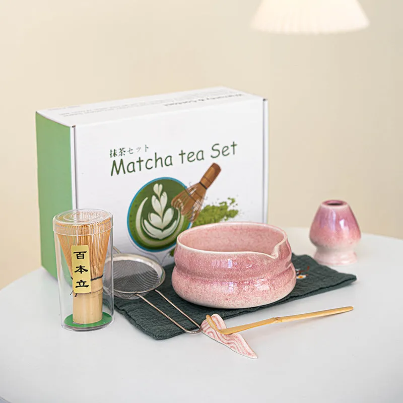 Baibenli Ceramics matcha tea set 7 pieces Japanese style ceramic kiln changed glaze colours