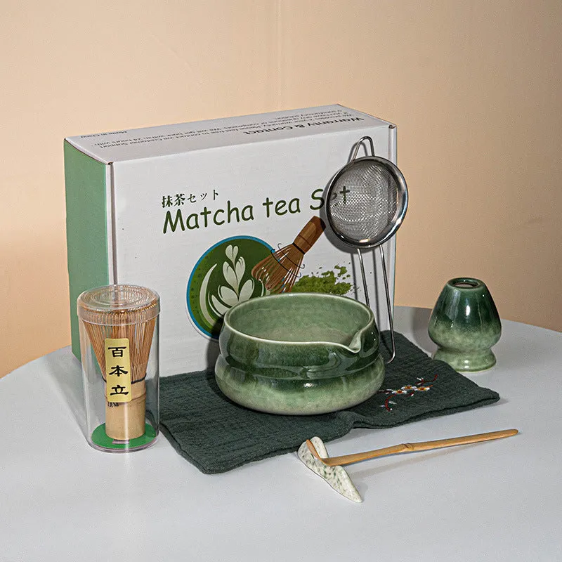Baibenli Ceramics matcha tea set 7 pieces Japanese style ceramic kiln changed glaze colours
