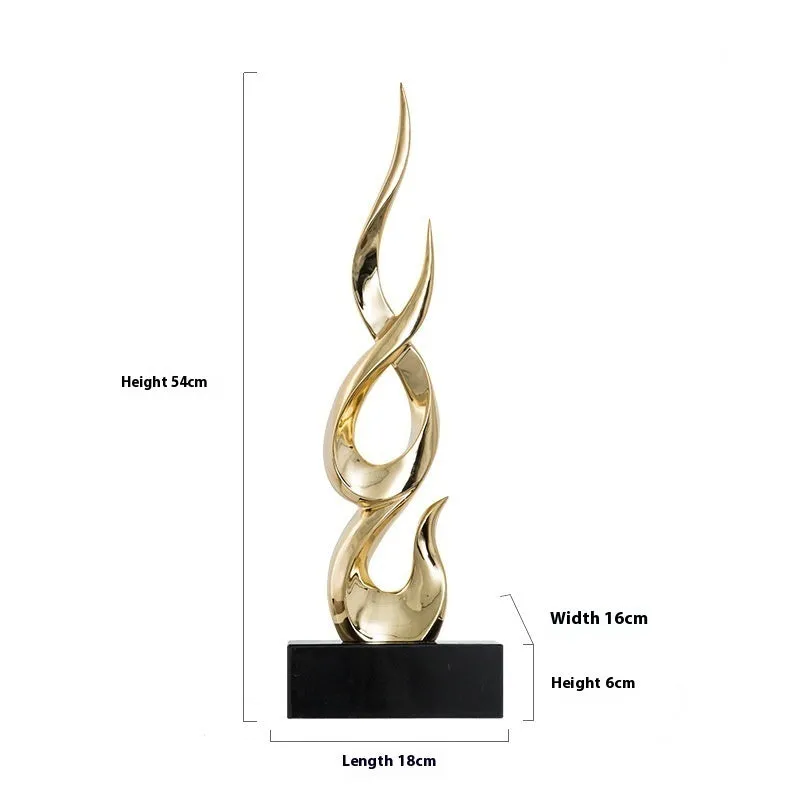 Resin festival high-rise decoration craft in bright gold colour with modern simple design
