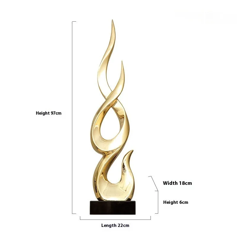 Resin festival high-rise decoration craft in bright gold colour with modern simple design