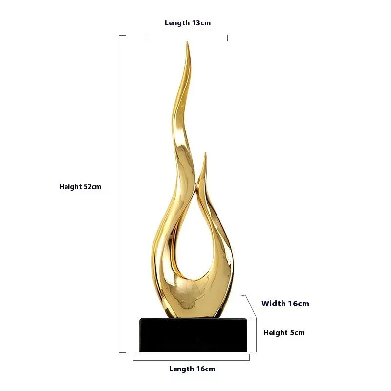 Resin festival high-rise decoration craft in bright gold colour with modern simple design
