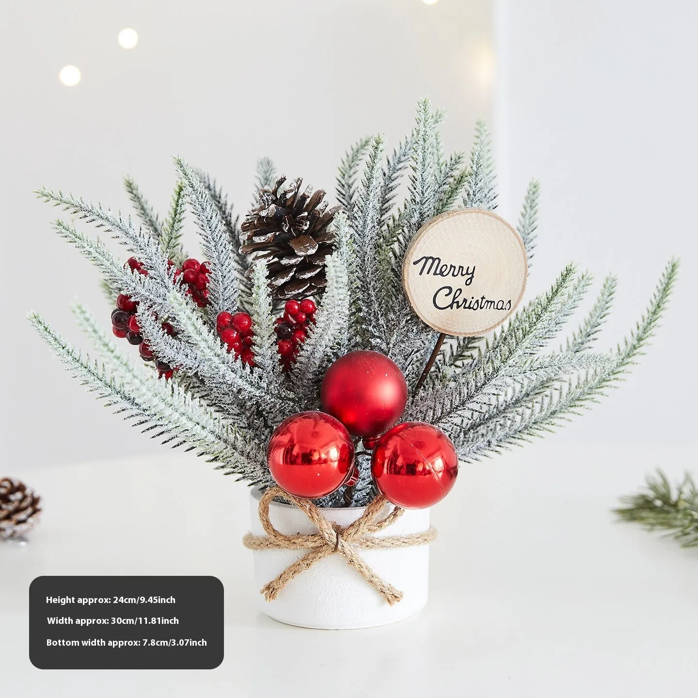 Desktop mini Christmas tree ornament with four colour options in European, American, and Nordic styles made from plastic, PVC, PET, and cloth.