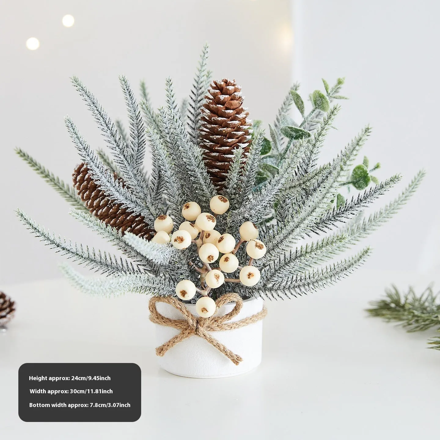 Desktop mini Christmas tree ornament with four colour options in European, American, and Nordic styles made from plastic, PVC, PET, and cloth.