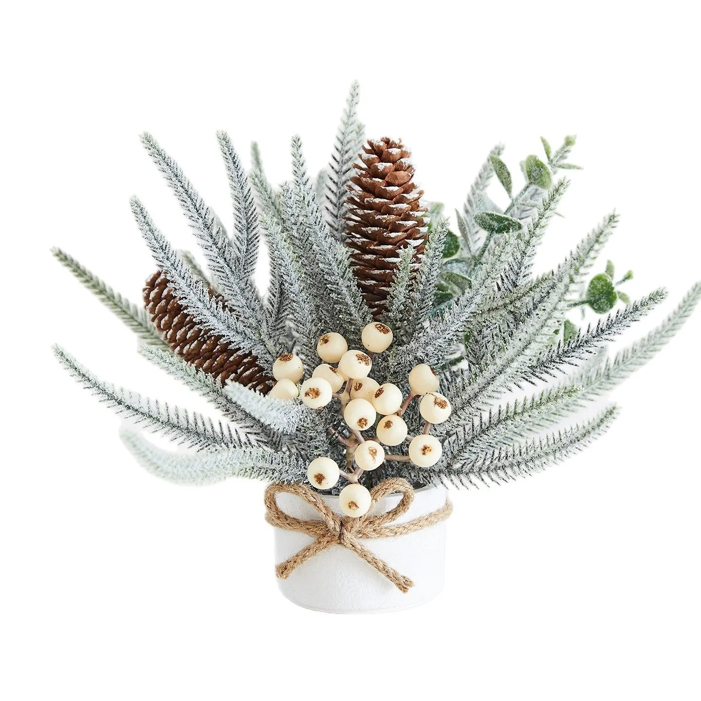Desktop mini Christmas tree ornament with four colour options in European, American, and Nordic styles made from plastic, PVC, PET, and cloth.