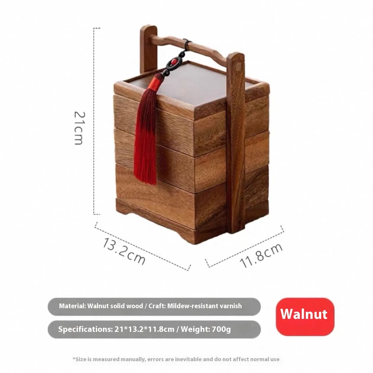Solid wood snack tray in burlywood with multiple grid compartments for candy and trial portions