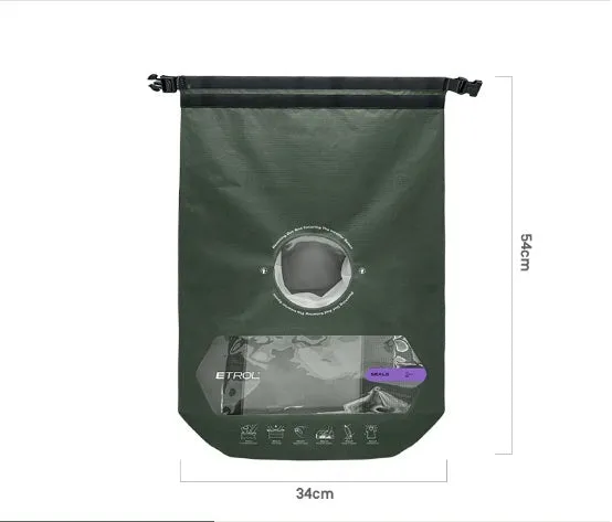 Portable travel laundry bag 70D Nylon TPU water-resistant folding storage 59cm x 42cm in Jungle Green