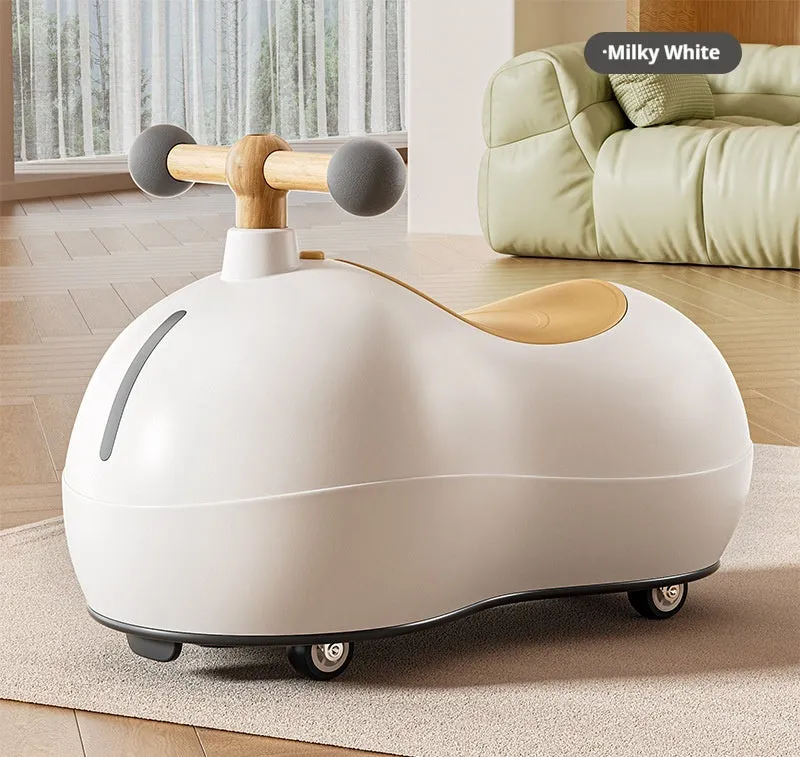 Baby sliding universal wheel balance walking aid walker car in milky white for toddlers 1-3 years