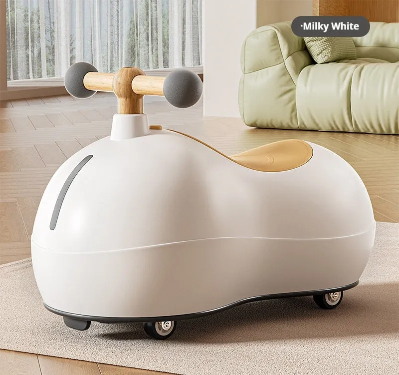 Baby sliding universal wheel balance walking aid walker car in milky white for toddlers 1-3 years
