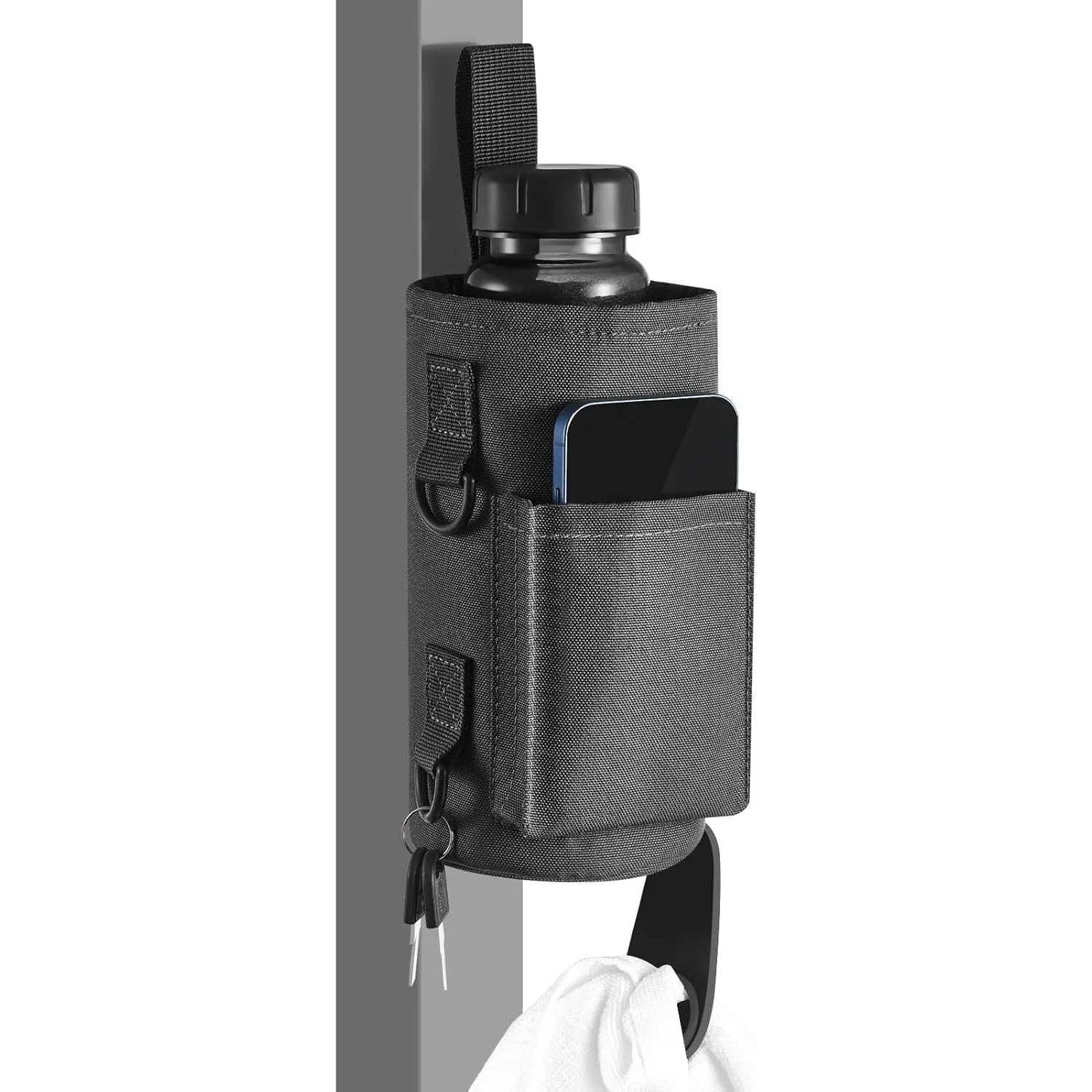 Magnetic fitness outdoor waterproof large capacity cup cover in black cloth with magnetic closure, packed size 21x15x5 cm