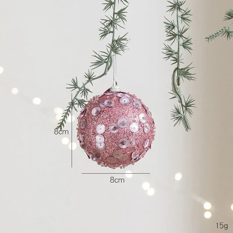 8cm pink foam ball Christmas pendant modern style tree ornament