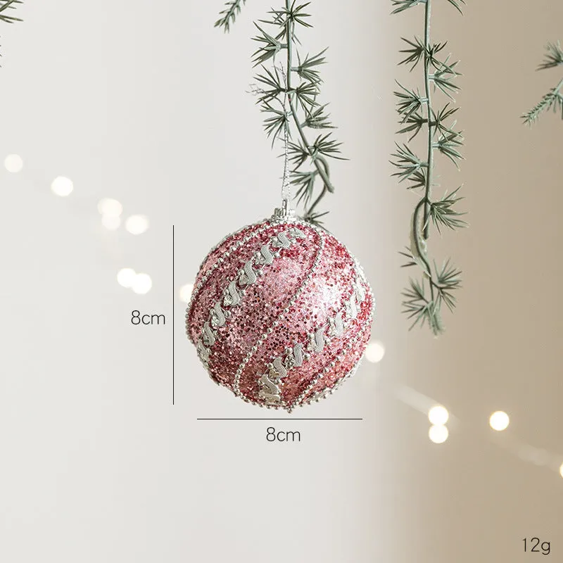 8cm pink foam ball Christmas pendant modern style tree ornament
