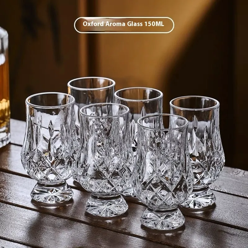 Clear glass fragrance-smelling cup with zodiac pattern and cup holder for wine tasting