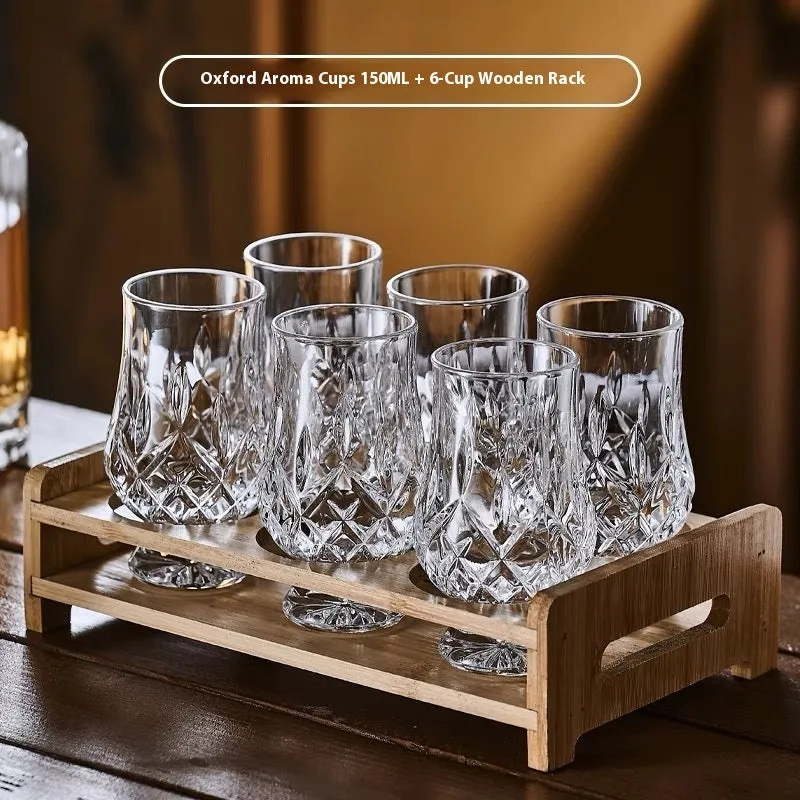 Clear glass fragrance-smelling cup with zodiac pattern and cup holder for wine tasting
